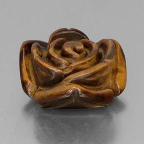 12.84 ct Brown Tiger's Eye Stone, Natural Tiger's Eye in Carved Rose with Half Drilled Hole Shape for Sale