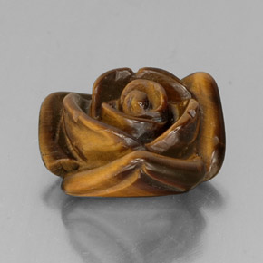 9.49 ct Brown Tiger's Eye Stone, Natural Tiger's Eye in Carved Rose with Half Drilled Hole Shape for Sale