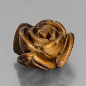 11.53 ct Brown Tiger's Eye Stone, Natural Tiger's Eye in Carved Rose with Half Drilled Hole Shape for Sale