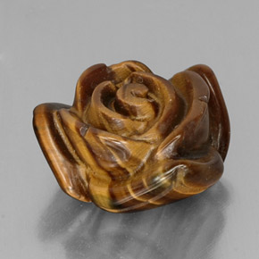 12.82 ct Brown Tiger's Eye Stone, Natural Tiger's Eye in Carved Rose with Half Drilled Hole Shape for Sale