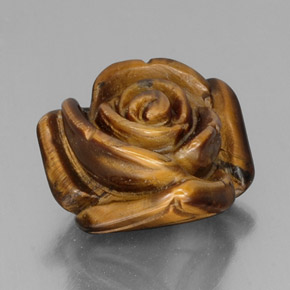 12.52 ct Brown Tiger's Eye Stone, Natural Tiger's Eye in Carved Rose with Half Drilled Hole Shape for Sale