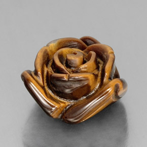 12.07 ct Brown Tiger's Eye Stone, Natural Tiger's Eye in Carved Rose with Half Drilled Hole Shape for Sale