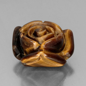 11.74 ct Brown Tiger's Eye Stone, Natural Tiger's Eye in Carved Rose with Half Drilled Hole Shape for Sale