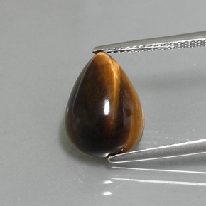 5.67 ct Brown Tiger's Eye Gemstone, Tiger's Eye Gem in Pear Cabochon Shape for Sale.