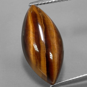 8.51 ct Brown Tiger's Eye Gemstone, Tiger's Eye Gem in Marquise Cabochon Shape for Sale.