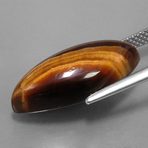 Tiger's Eye Gemstone in 20 x 10 mm (calibrated) Size for Sale, Tiger's Eye Stone in Gold Brown Color