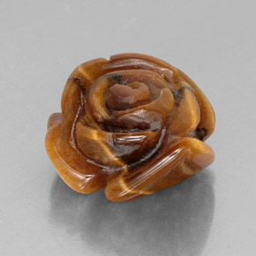 10.22 ct Brown Tiger's Eye Stone, Natural Tiger's Eye in Carved Rose with Half Drilled Hole Shape for Sale