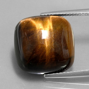 13.38 ct Brown Tiger's Eye Gemstone, Tiger's Eye Gem in Cushion Cabochon Shape for Sale.