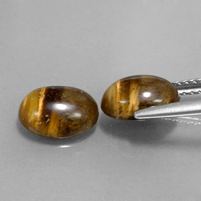 Tiger's Eye Gemstone in 9 x 7 mm (calibrated) Size for Sale, Tiger's Eye Stone in Gold Brown Color