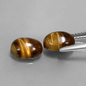 Tiger's Eye Gemstone in 8 x 6 mm (calibrated) Size for Sale, Tiger's Eye Stone in Gold Brown Color