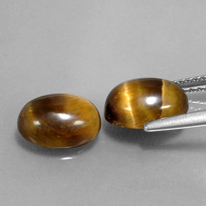 Tiger's Eye Gemstone in 9 x 7 mm (calibrated) Size for Sale, Tiger's Eye Stone in Gold Brown Color
