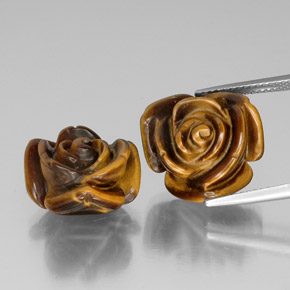 22.21 ct Brown Tiger's Eye Gemstone, Tiger's Eye Gem in Carved Rose with Hole Shape for Sale.