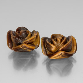 22.21 ct Brown Tiger's Eye Stone, Natural Tiger's Eye in Carved Rose with Hole Shape for Sale