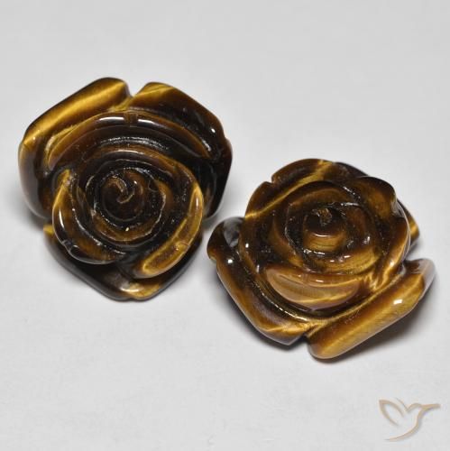 25.60ctw Natural Warm Brown Tiger's Eye, Flower Cut, Opaque