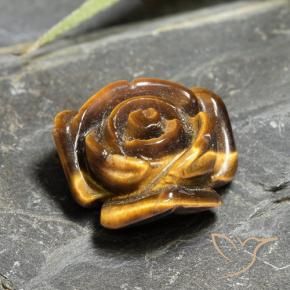 10.93 ct Brown Tiger's Eye Stone, Natural Tiger's Eye in Carved Rose with Half Drilled Hole Shape for Sale