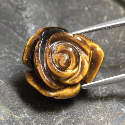 Oeil de Tigre Taille Fleur en damier des États-Unis 10,21 ct, dimension 16 x 14,9mm, pureté Opaque , pierre gemme naturelle Non traité, 1 pièce Oeil de Tigre de couleur Brun doré, dureté Mohs de 6.5 à 7 convient aux bijoux de tous les jours, pierre de sagesse, Photo A