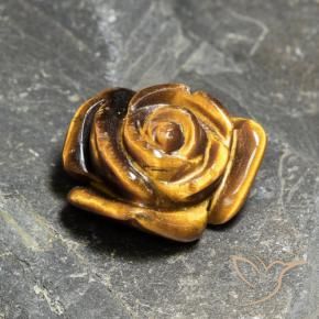 10.21 ct Brown Tiger's Eye Stone, Natural Tiger's Eye in Carved Rose with Half Drilled Hole Shape for Sale