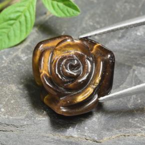 12.56 ct Brown Tiger's Eye Gemstone, Tiger's Eye Gem in Carved Rose with Half Drilled Hole Shape for Sale.