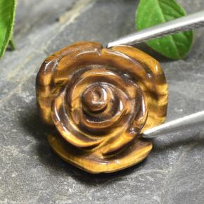 11.12 ct Brown Tiger's Eye Gemstone, Tiger's Eye Gem in Carved Rose with Half Drilled Hole Shape for Sale.