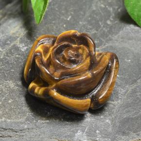 11.12 ct Brown Tiger's Eye Stone, Natural Tiger's Eye in Carved Rose with Half Drilled Hole Shape for Sale