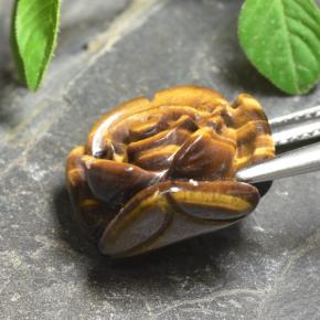Tiger's Eye Gemstone in 15.7 x 15 mm Size for Sale, Tiger's Eye Stone in Gold Brown Color