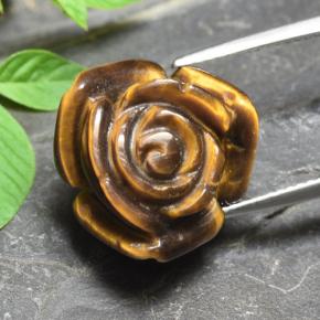 11.92 ct Brown Tiger's Eye Gemstone, Tiger's Eye Gem in Carved Rose with Half Drilled Hole Shape for Sale.