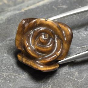 12.1ct Carved Rose with Half Drilled Hole Gold Brown Tiger's Eye Gem for sale 12.1ct Carved Rose with Half Drilled Hole Gold Brown Tiger's Eye Gem (ID: 343464)
