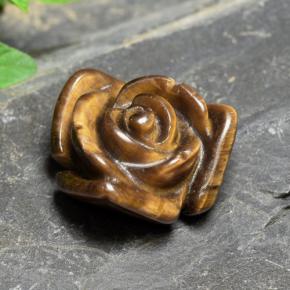 12.09 ct Brown Tiger's Eye Stone, Natural Tiger's Eye in Carved Rose with Half Drilled Hole Shape for Sale