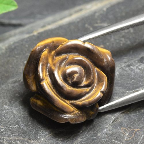 11.77ct Natural Golden Brown Tiger's Eye, Flower Cut, Opaque