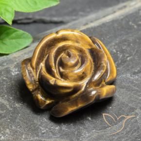 11.77 ct Brown Tiger's Eye Stone, Natural Tiger's Eye in Carved Rose with Half Drilled Hole Shape for Sale