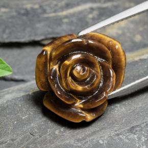 10.9ct Carved Rose with Half Drilled Hole Gold Brown Tiger's Eye for sale thumb image of 10.9ct Carved Rose with Half Drilled Hole Gold Brown Tiger's Eye (ID: 343466)