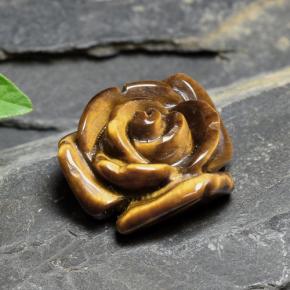 10.88 ct Brown Tiger's Eye Stone, Natural Tiger's Eye in Carved Rose with Half Drilled Hole Shape for Sale