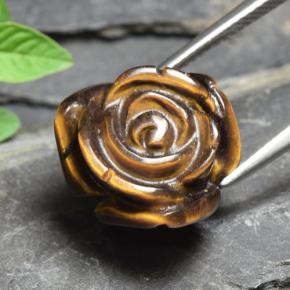 11.5ct Carved Rose with Half Drilled Hole Gold Brown Tiger's Eye for sale thumb image of 11.5ct Carved Rose with Half Drilled Hole Gold Brown Tiger's Eye (ID: 343468)