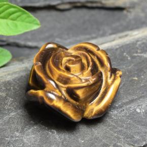 11.54 ct Brown Tiger's Eye Stone, Natural Tiger's Eye in Carved Rose with Half Drilled Hole Shape for Sale