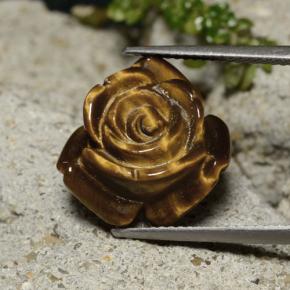 11.4ct Carved Rose with Half Drilled Hole Gold Brown Tiger's Eye Gem for sale 11.4ct Carved Rose with Half Drilled Hole Gold Brown Tiger's Eye Gem (ID: 343481)