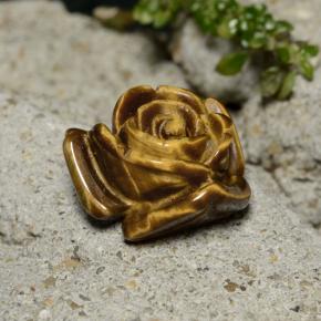 11.39 ct Brown Tiger's Eye Stone, Natural Tiger's Eye in Carved Rose with Half Drilled Hole Shape for Sale