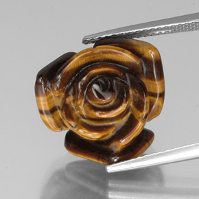 11.66 ct Brown Tiger's Eye Gemstone, Tiger's Eye Gem in Carved Rose with Hole Shape for Sale.