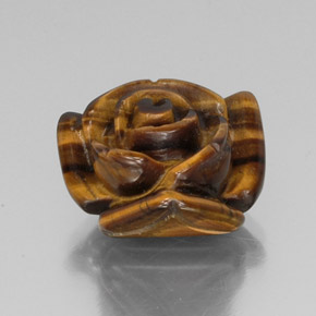 11.66 ct Brown Tiger's Eye Stone, Natural Tiger's Eye in Carved Rose with Hole Shape for Sale