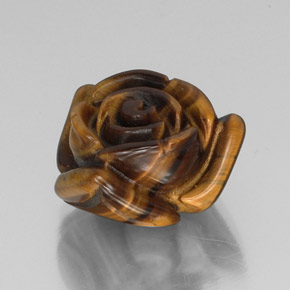 13.31 ct Brown Tiger's Eye Stone, Natural Tiger's Eye in Carved Rose with Hole Shape for Sale