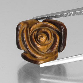 9.94 ct Brown Tiger's Eye Gemstone, Tiger's Eye Gem in Carved Rose with Hole Shape for Sale.
