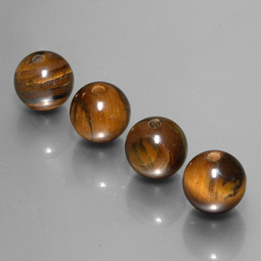 16.05 ct Brown Tiger's Eye Gemstone, Tiger's Eye Gem in Drilled Sphere Shape for Sale.