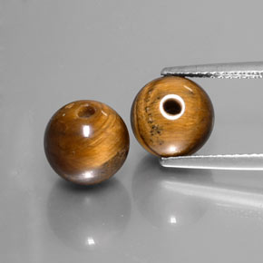 7.80 ct Brown Tiger's Eye Gemstone, Tiger's Eye Gem in Drilled Sphere Shape for Sale.