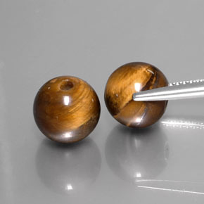 Tiger's Eye Gemstone in 8.2 mm Size for Sale, Tiger's Eye Stone in Gold Brown Color