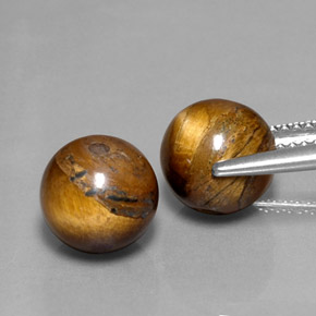 Tiger's Eye Gemstone in 8.2 mm Size for Sale, Tiger's Eye Stone in Gold Brown Color