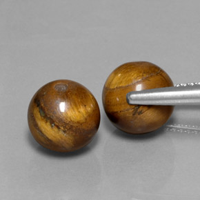 Tiger's Eye Gemstone in 8.1 mm Size for Sale, Tiger's Eye Stone in Gold Brown Color