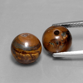 8.47 ct Brown Tiger's Eye Gemstone, Tiger's Eye Gem in Drilled Sphere Shape for Sale.