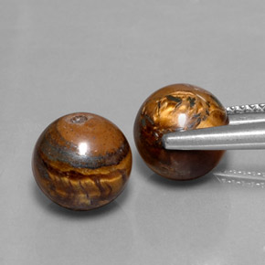 Tiger's Eye Gemstone in 8.3 mm Size for Sale, Tiger's Eye Stone in Gold Brown Color