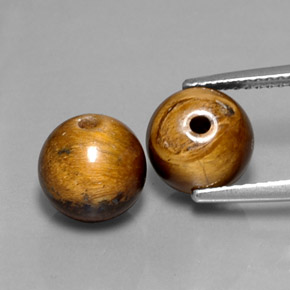 7.92 ct Brown Tiger's Eye Gemstone, Tiger's Eye Gem in Drilled Sphere Shape for Sale.