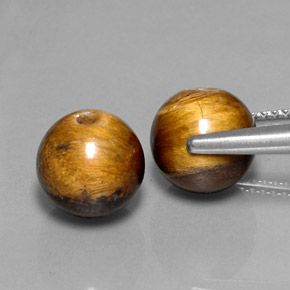 Tiger's Eye Gemstone in 8.3 mm Size for Sale, Tiger's Eye Stone in Gold Brown Color