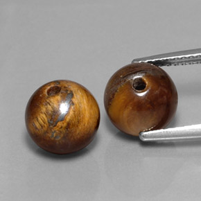 8.23 ct Brown Tiger's Eye Gemstone, Tiger's Eye Gem in Drilled Sphere Shape for Sale.